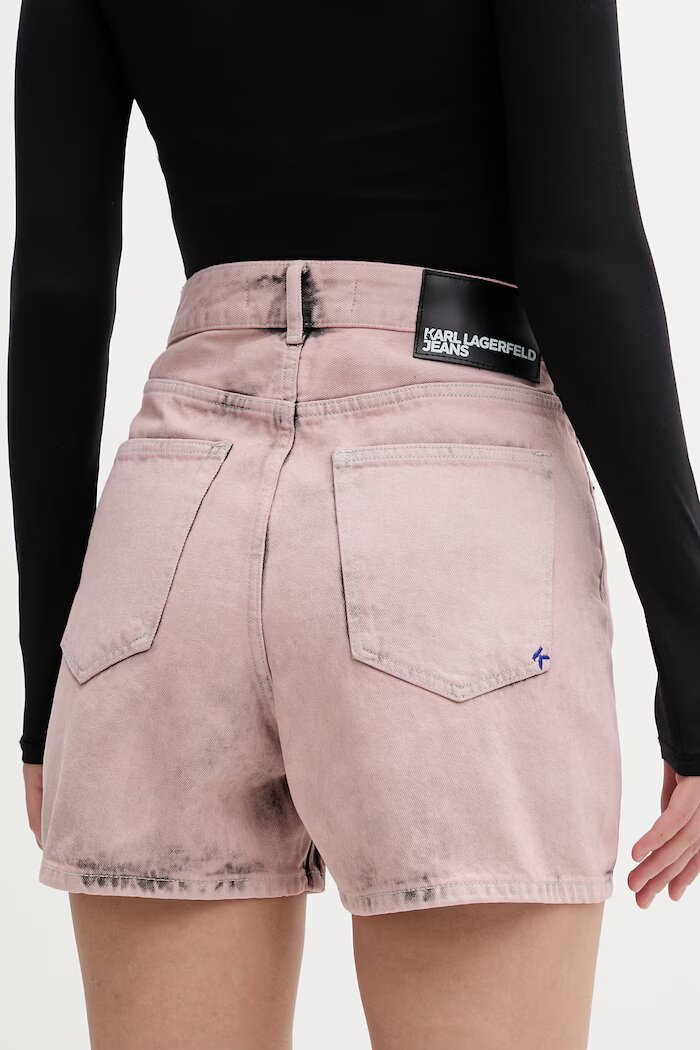 KARL LAGERFELD JEANS къс панталон дамски от деним розов B2W10072