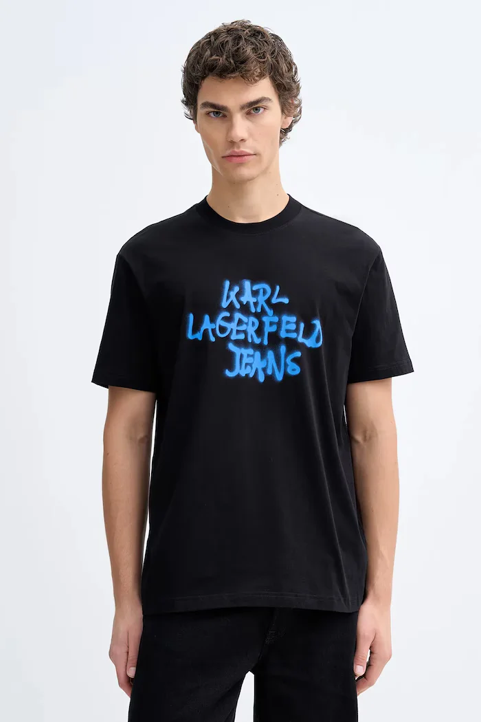 KARL LAGERFELD JEANS Памучна тениска в черно с десен B1M17065