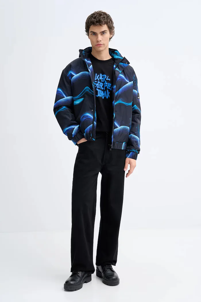KARL LAGERFELD JEANS Памучна тениска в черно с десен B1M17065