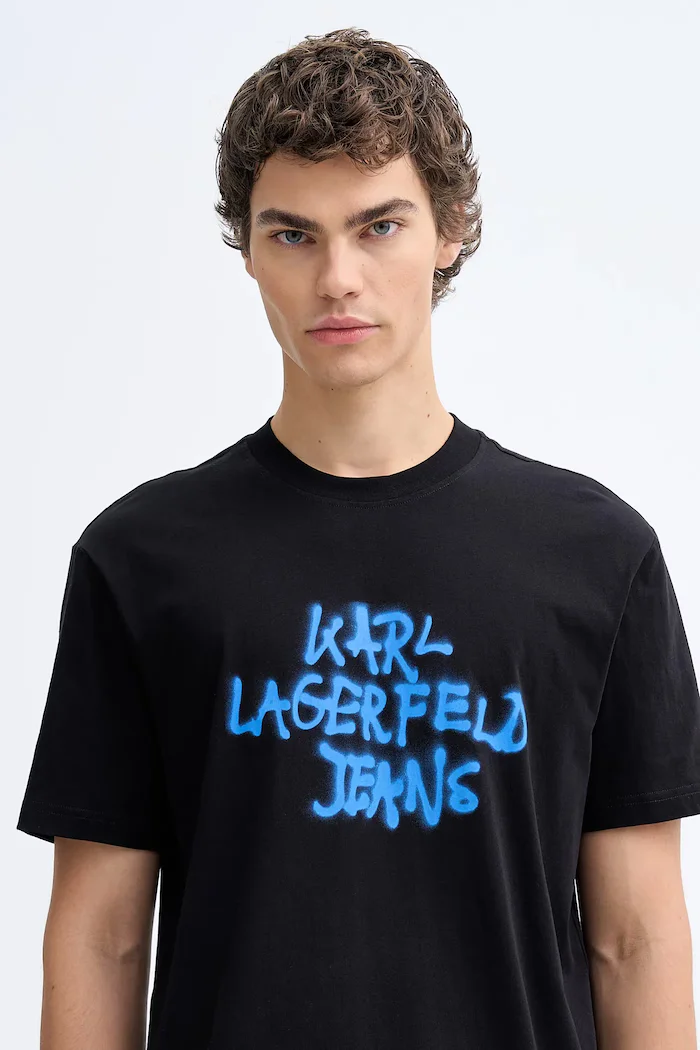 KARL LAGERFELD JEANS Памучна тениска в черно с десен B1M17065