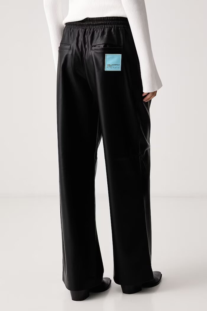 KARL LAGERFELD JEANS панталон дамски от имитация на кожа x Pietro Terzini черен с висока талия B4W10058