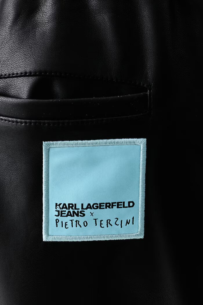 KARL LAGERFELD JEANS панталон дамски от имитация на кожа x Pietro Terzini черен с висока талия B4W10058