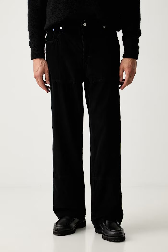 KARL LAGERFELD JEANS панталон мъжки от джинс черен със стандартна талия B3M10017