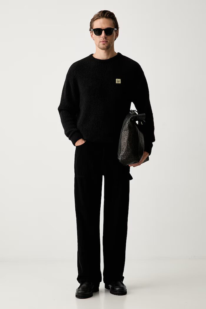 KARL LAGERFELD JEANS панталон мъжки от джинс черен със стандартна талия B3M10017