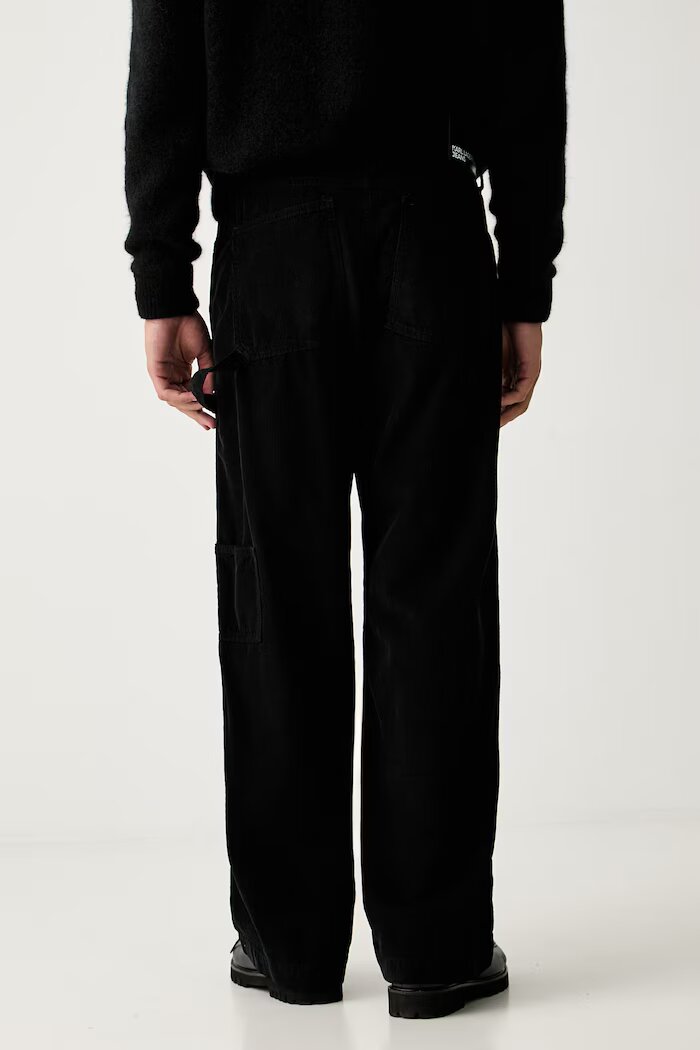 KARL LAGERFELD JEANS панталон мъжки от джинс черен със стандартна талия B3M10017