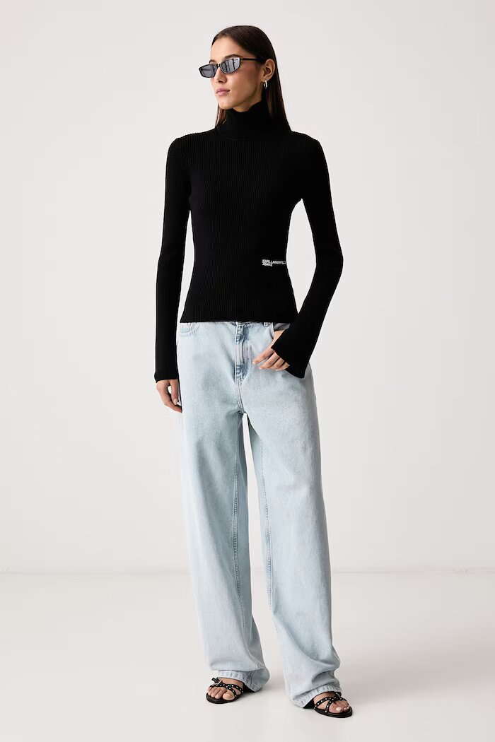 KARL LAGERFELD JEANS поло дамско с вискоза черно B4W18001