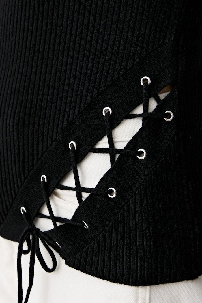 KARL LAGERFELD JEANS пуловер дамски с вискоза черен B3W18009