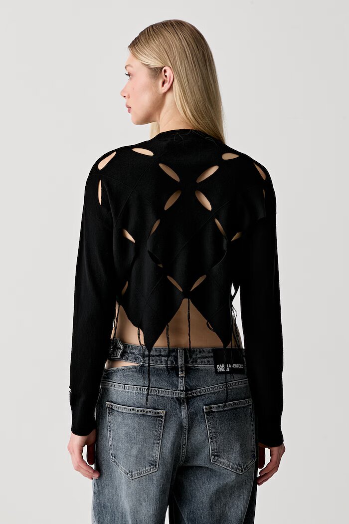 KARL LAGERFELD JEANS пуловер дамски с вискоза черен B3W18013