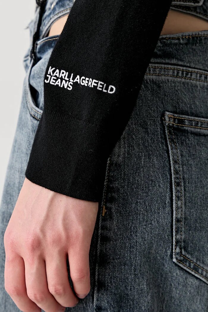 KARL LAGERFELD JEANS пуловер дамски с вискоза черен B3W18013