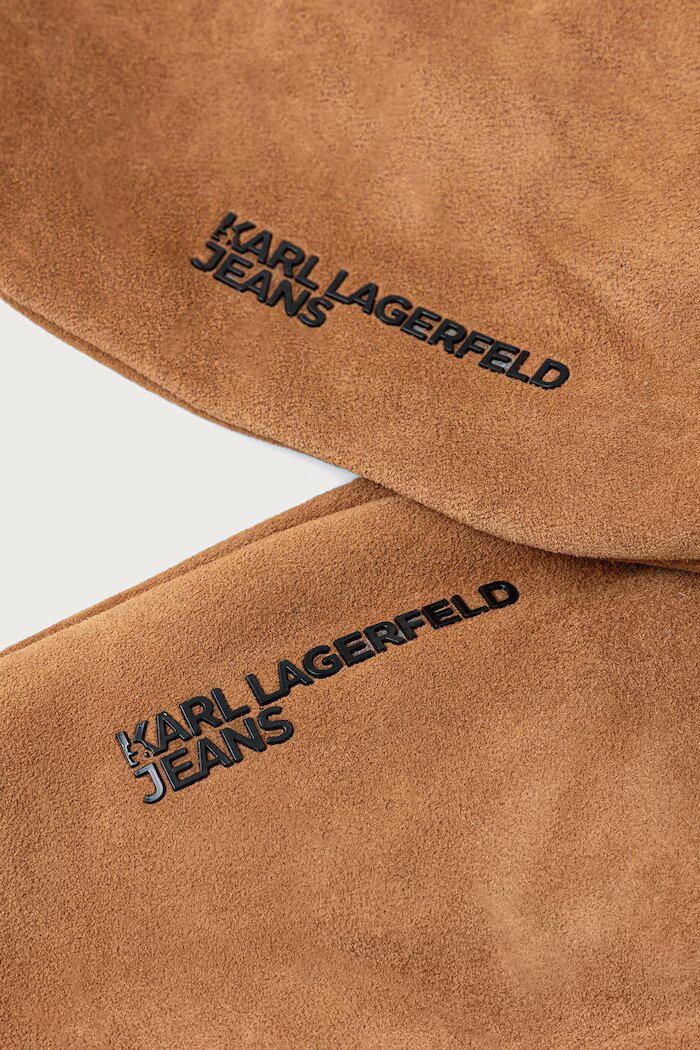 KARL LAGERFELD JEANS ръкавици дамски от велур кафяви B4W33072