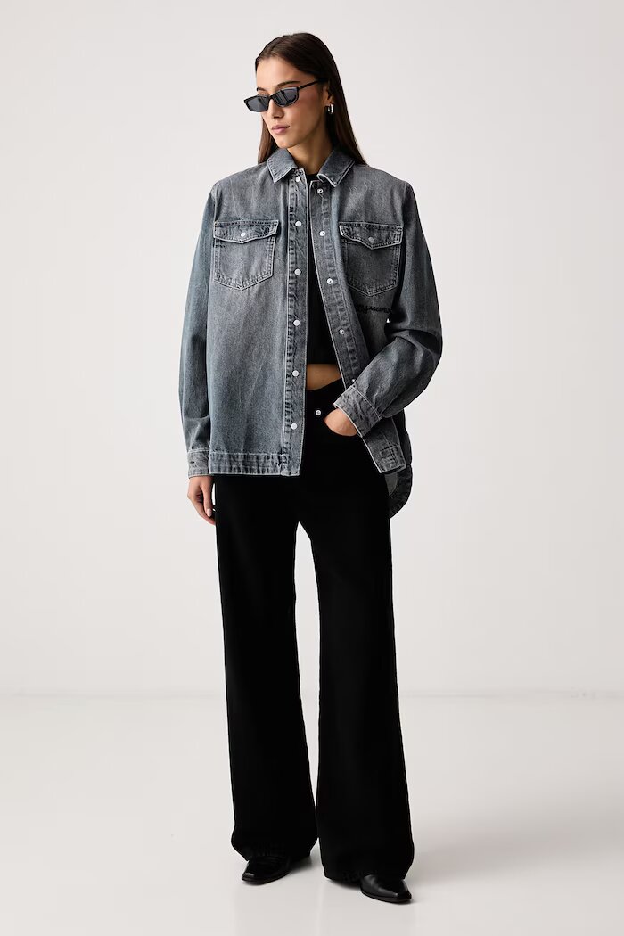 KARL LAGERFELD JEANS риза дамска от деним сива B4W11006