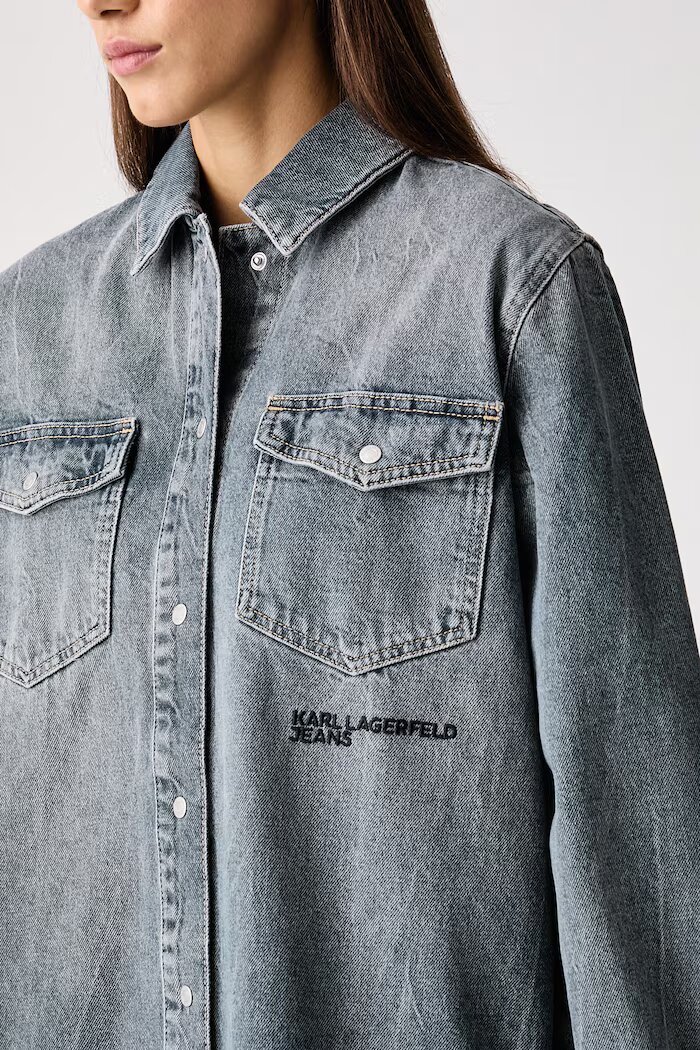 KARL LAGERFELD JEANS риза дамска от деним сива B4W11006