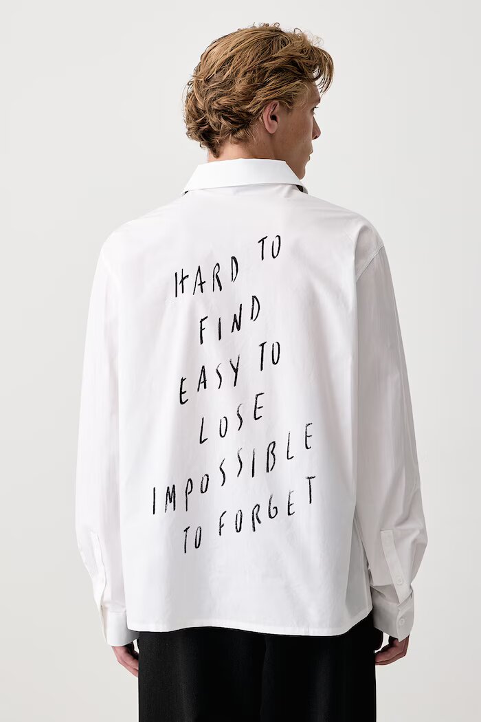 KARL LAGERFELD JEANS риза мъжка от памук x Pietro Terzini бяла с щампа B4M16022