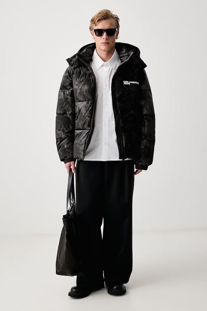 KARL LAGERFELD JEANS риза мъжка от памук x Pietro Terzini бяла с щампа B4M16022