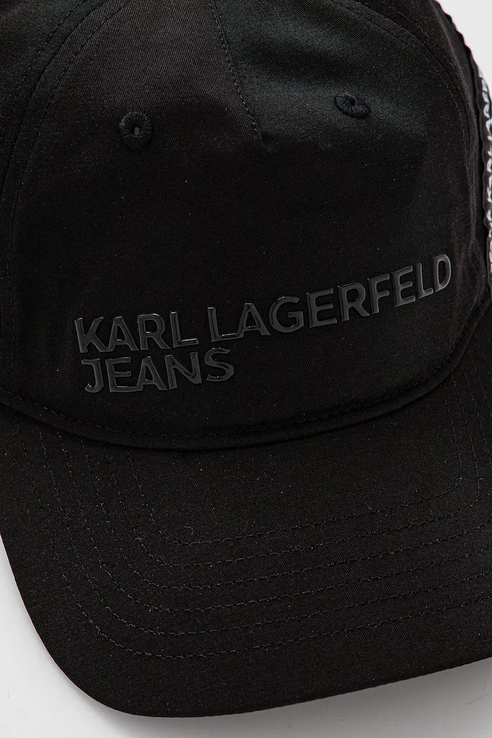 KARL LAGERFELD JEANS Шапка с козирка в черно с принт A2W33026