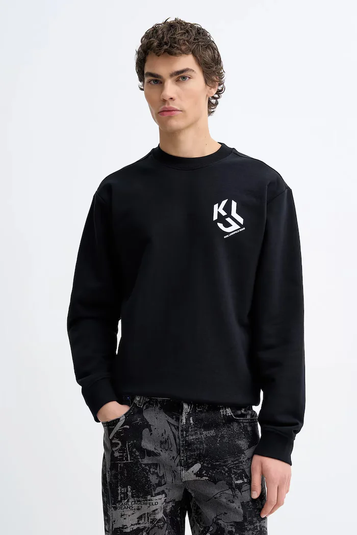 KARL LAGERFELD JEANS суичър мъжки с памук черен B1M20050