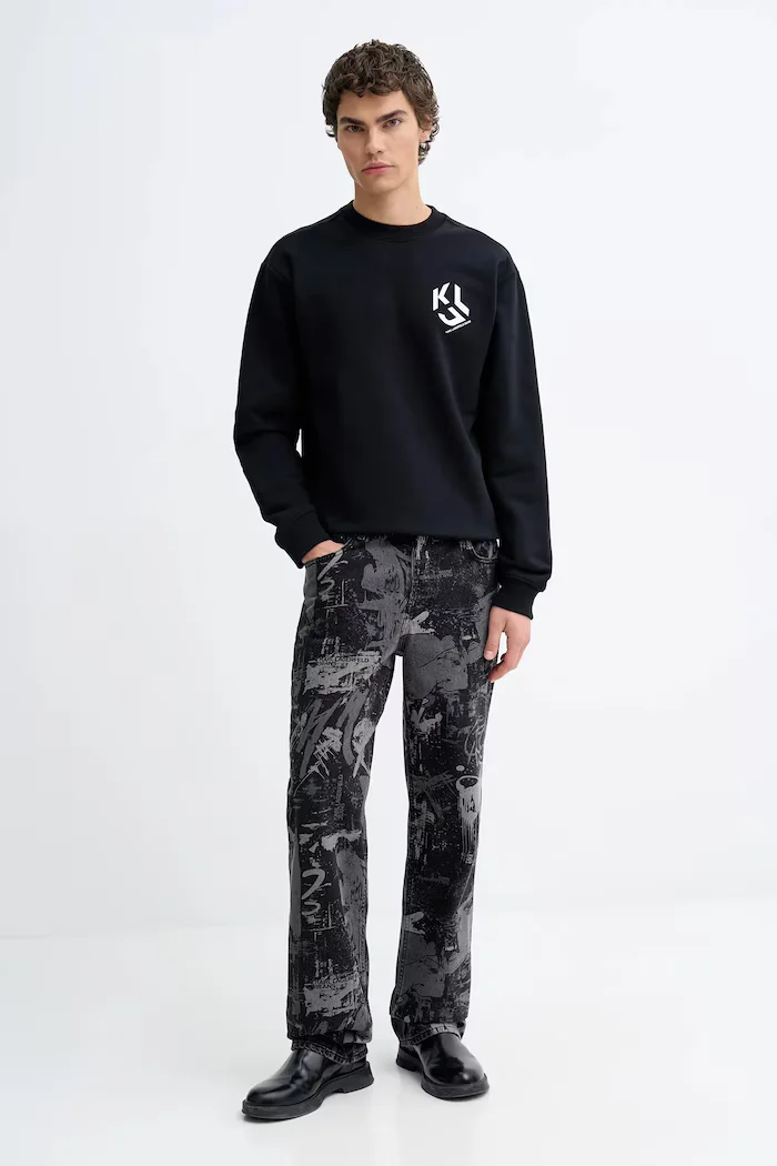 KARL LAGERFELD JEANS суичър мъжки с памук черен B1M20050
