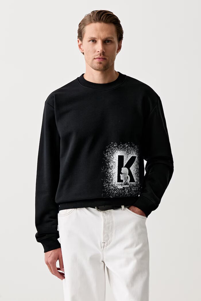 KARL LAGERFELD JEANS суичър мъжки с памук черен B3M20001