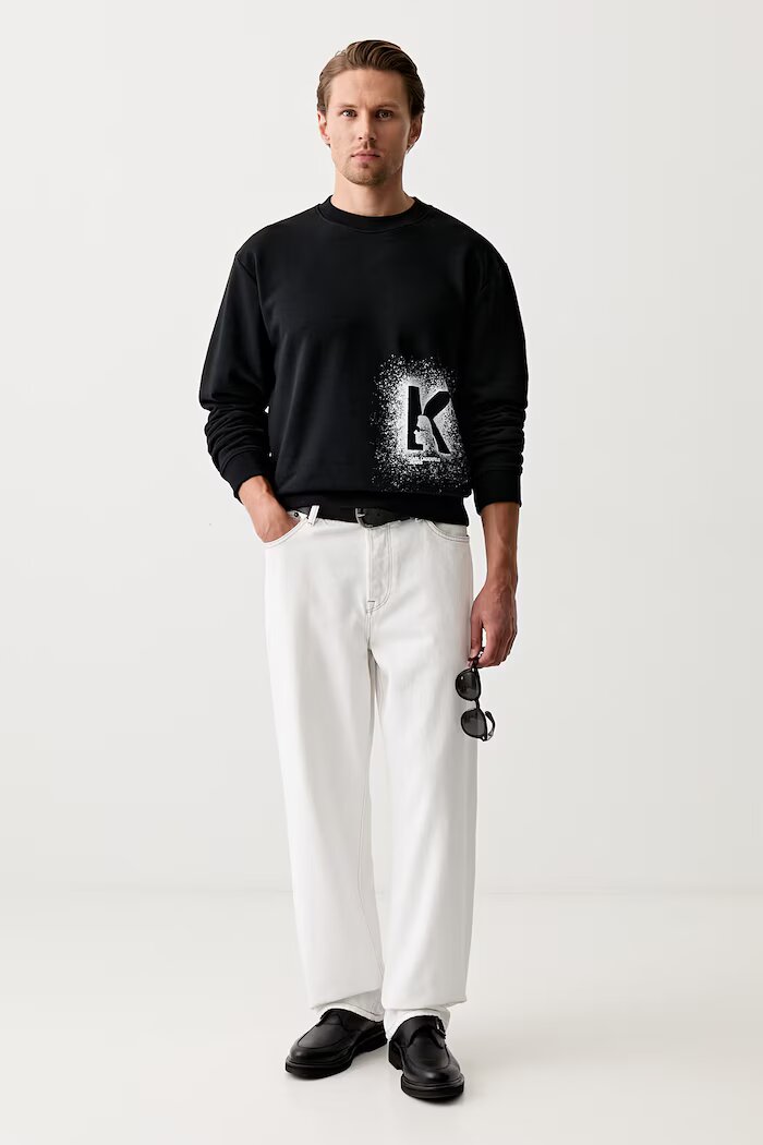 KARL LAGERFELD JEANS суичър мъжки с памук черен B3M20001