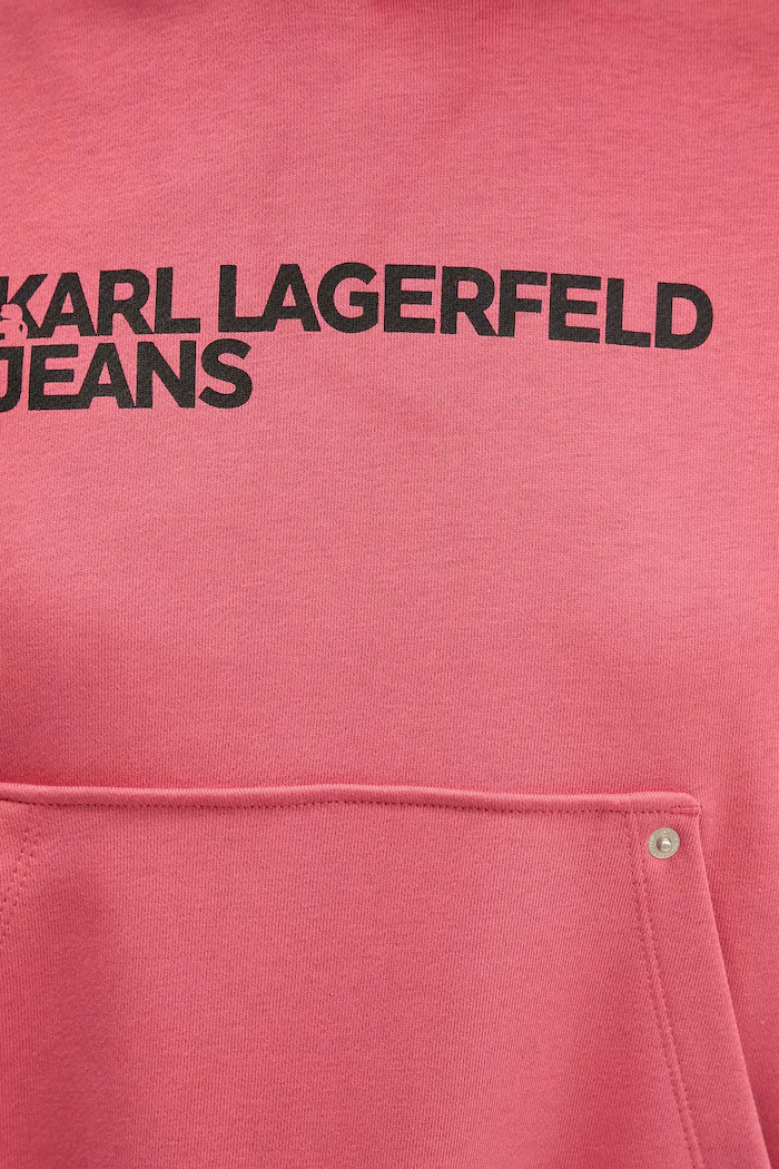 KARL LAGERFELD JEANS суичър с качулка дамски с памук оранжев A2W20053