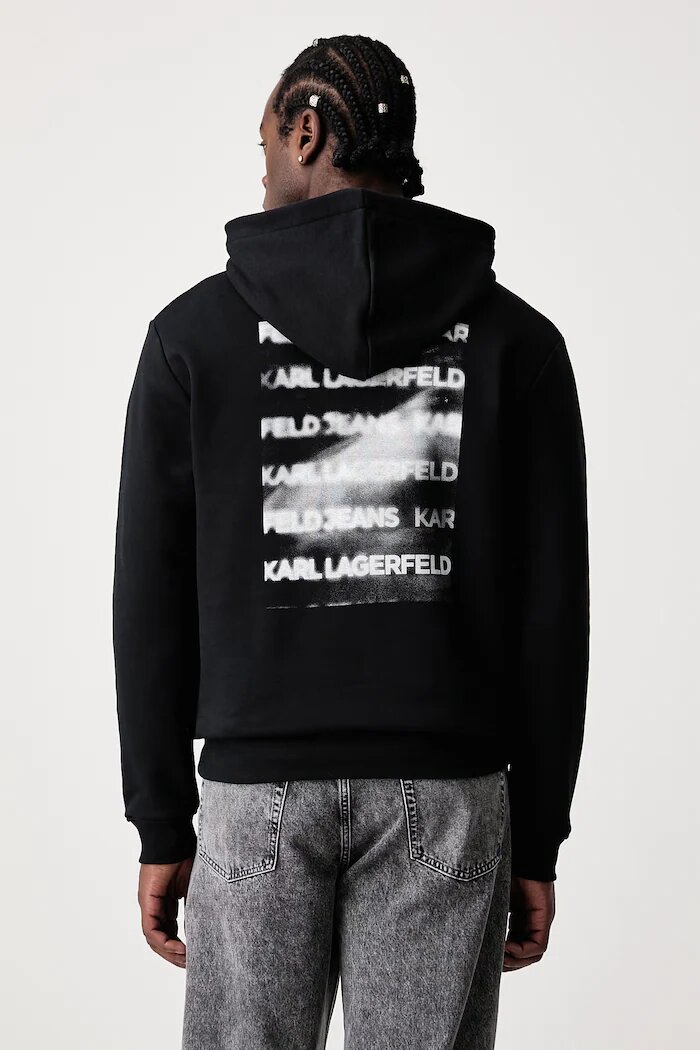 KARL LAGERFELD JEANS суичър с качулка мъжки с памук черен B4M20023