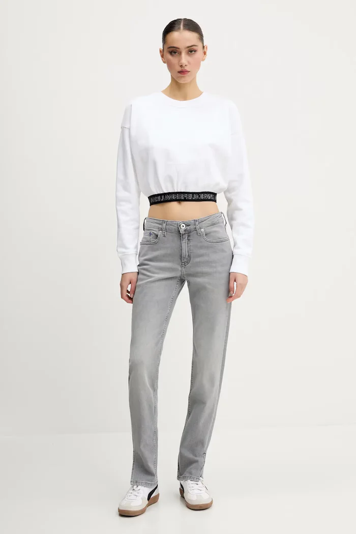 KARL LAGERFELD JEANS Суичър в бяло с изчистен дизайн A2W20062