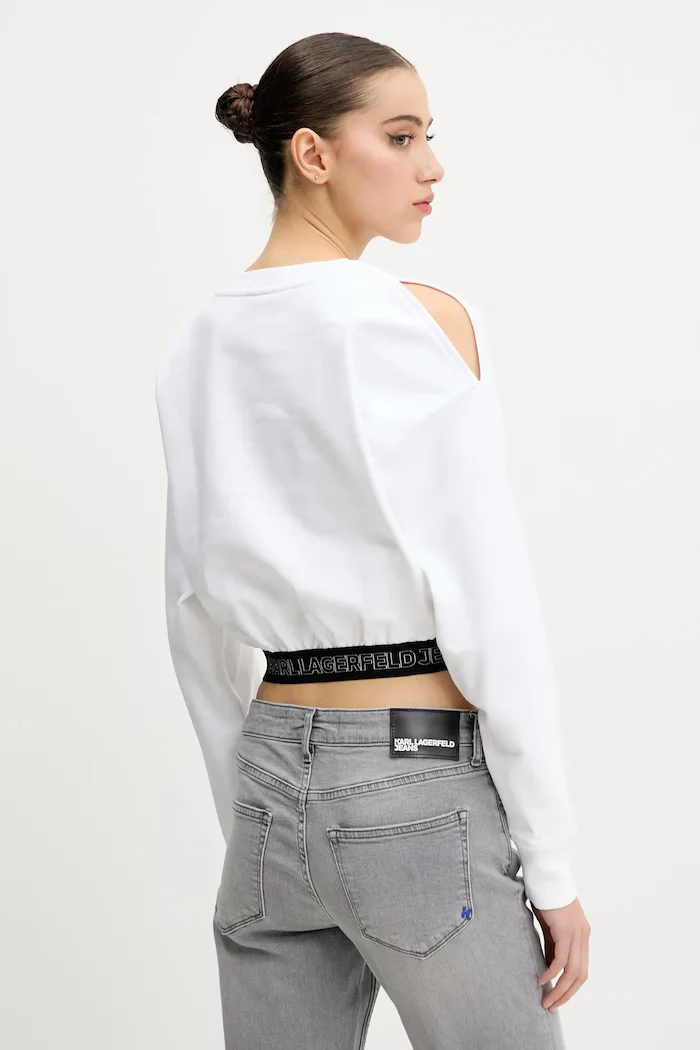 KARL LAGERFELD JEANS Суичър в бяло с изчистен дизайн A2W20062