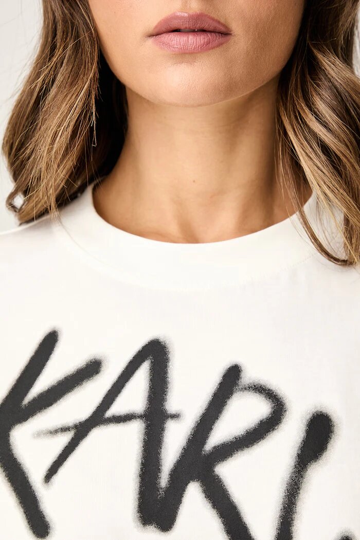 KARL LAGERFELD JEANS тениска дамска от памук бежова B3W17019