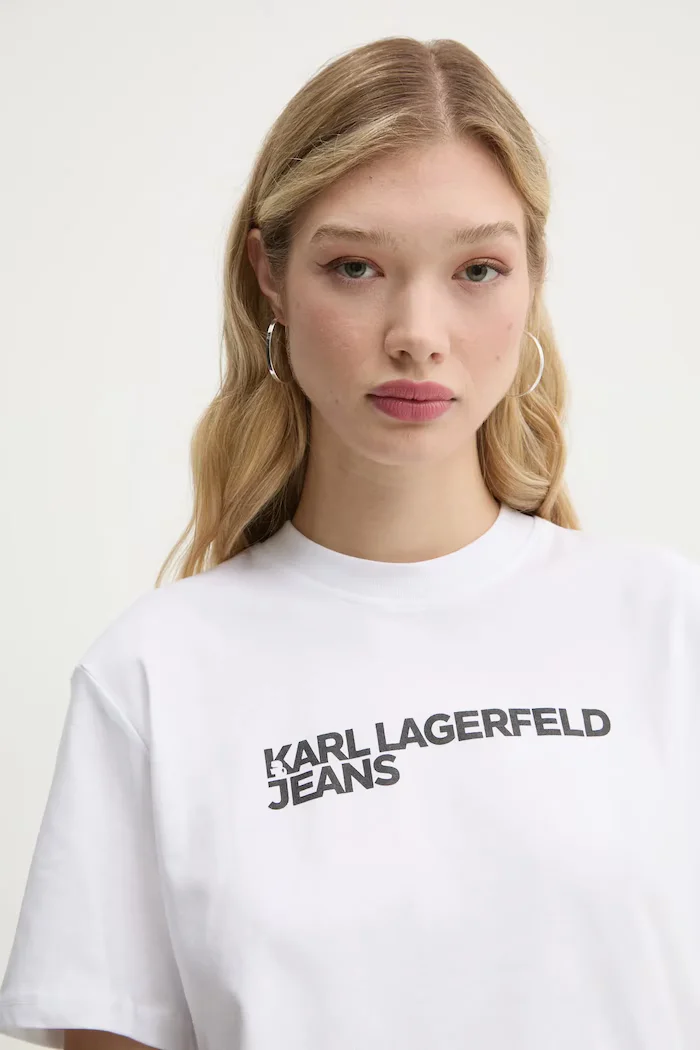 KARL LAGERFELD JEANS тениска дамска от памук бяла A1W17005