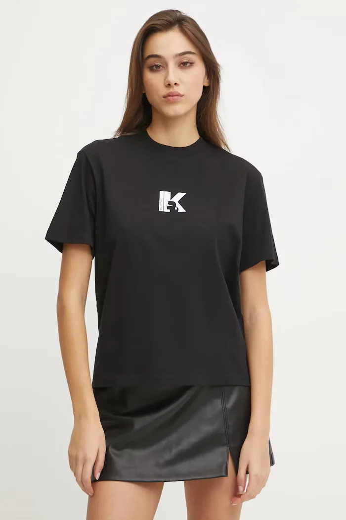 KARL LAGERFELD JEANS тениска дамска от памук черна A1W17031