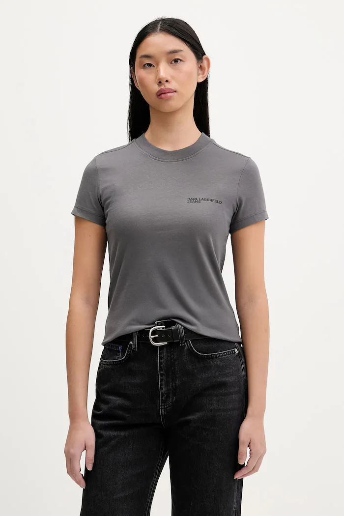 KARL LAGERFELD JEANS тениска дамска от памук сива A1W17004