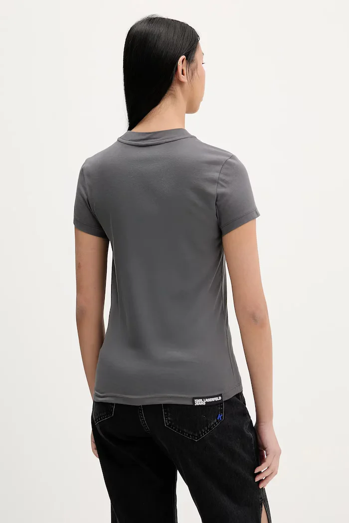 KARL LAGERFELD JEANS тениска дамска от памук сива A1W17004