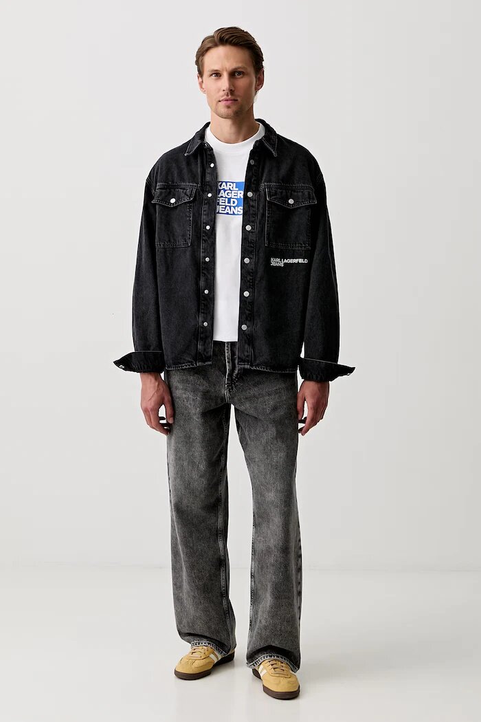 KARL LAGERFELD JEANS тениска мъжка от памук бяла B3M17003