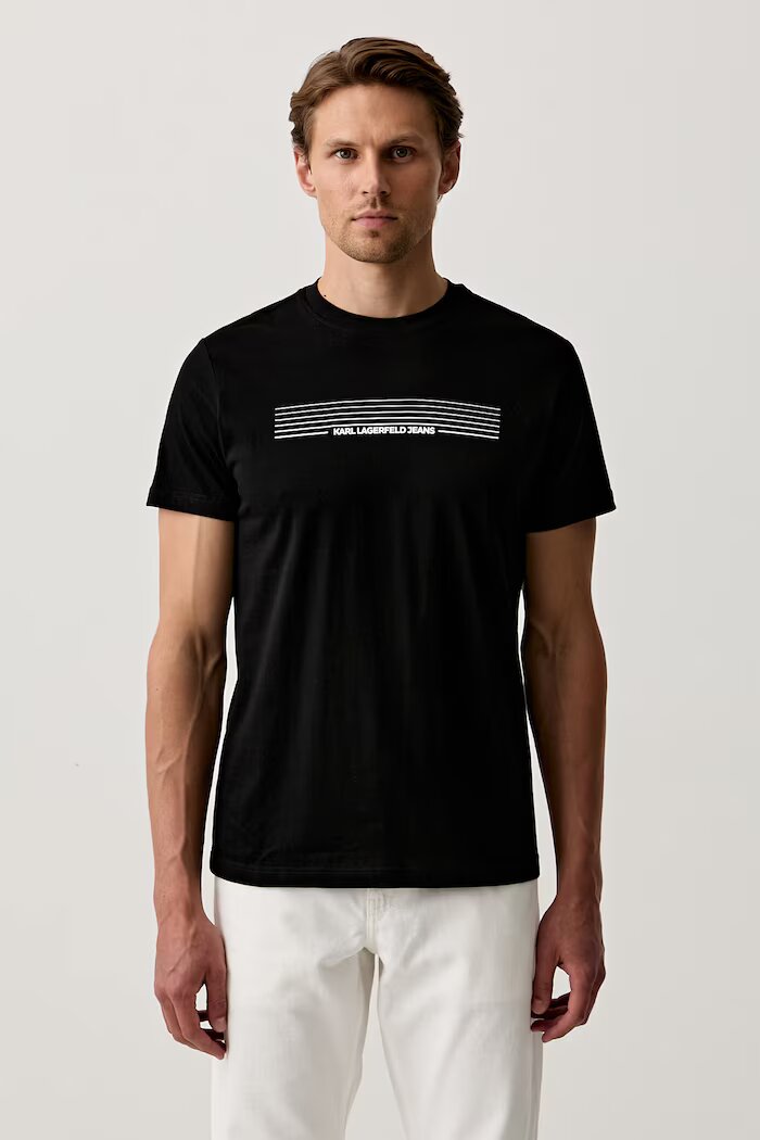 KARL LAGERFELD JEANS тениска мъжка от памук черна B3M17001