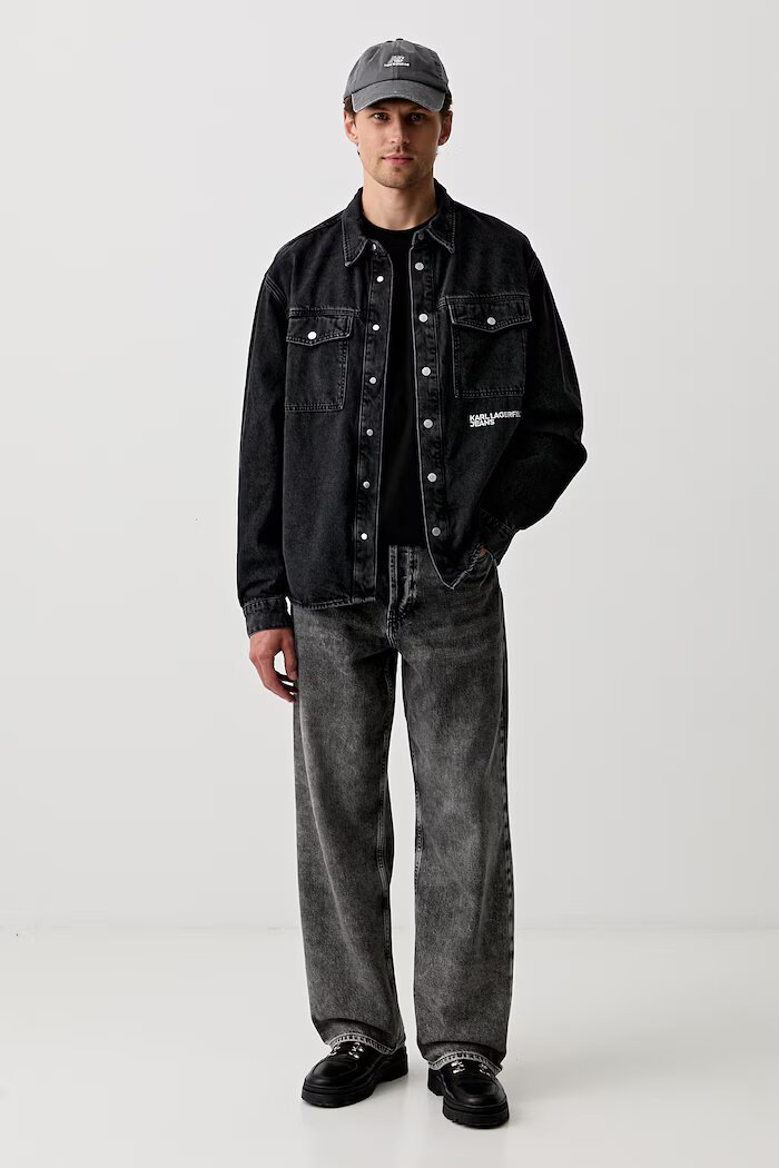KARL LAGERFELD JEANS тениска мъжка от памук черна B3M17005