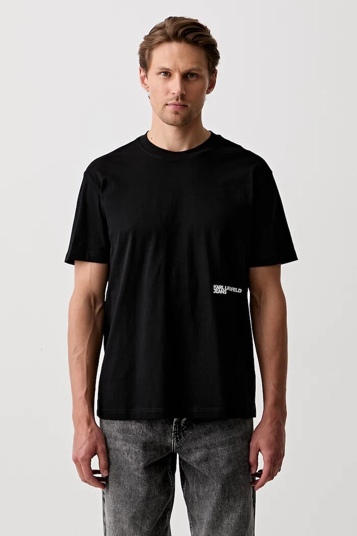 KARL LAGERFELD JEANS тениска мъжка от памук черна B3M17005