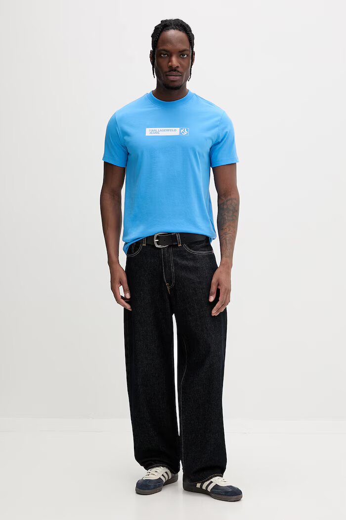 KARL LAGERFELD JEANS тениска мъжка с памук синя A1M17112