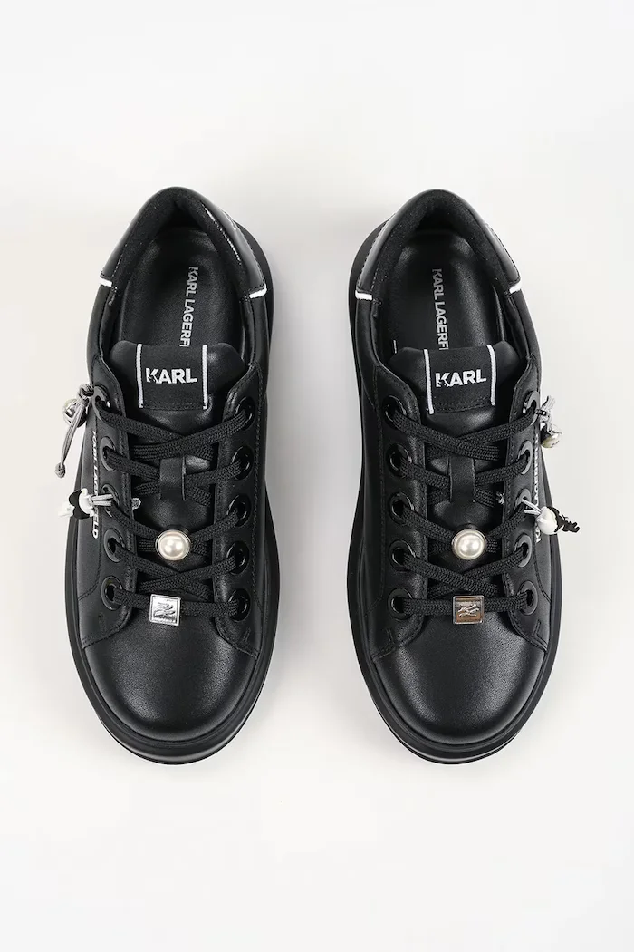 Karl Lagerfeld Kapri маратонки дамски от кожа черни KL62516T