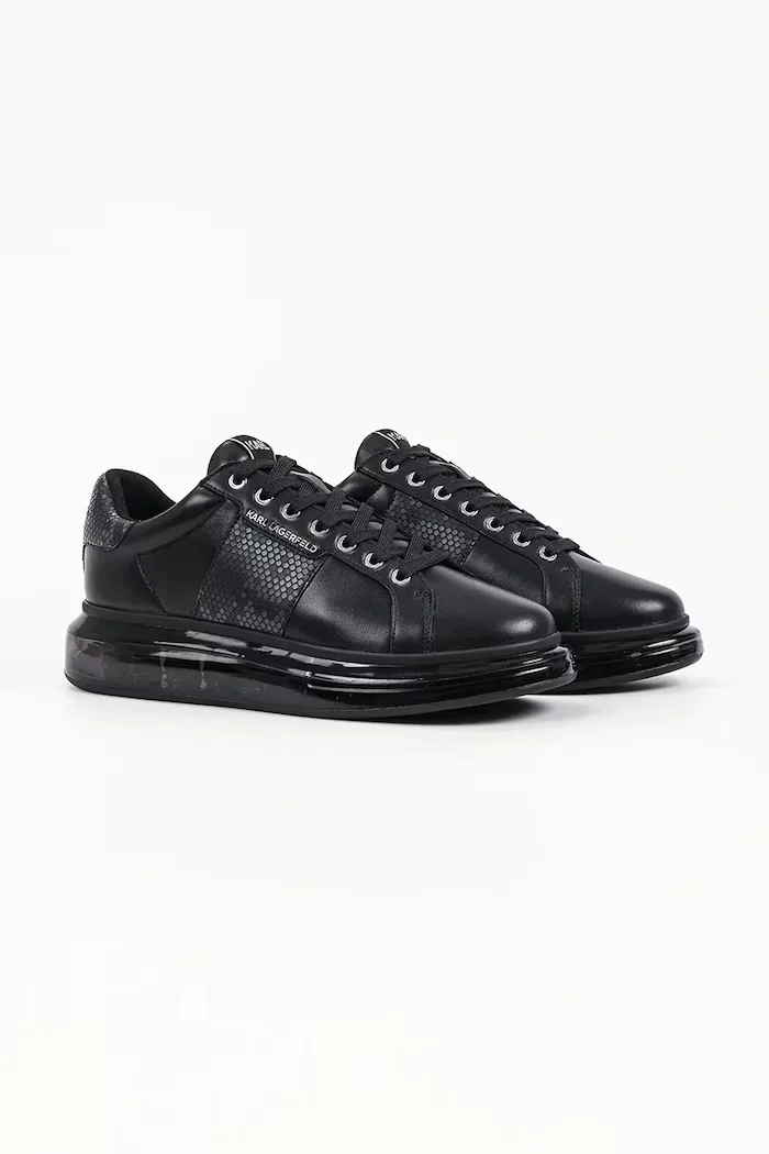 Karl Lagerfeld Kapri маратонки мъжки от кожа черни KL52684