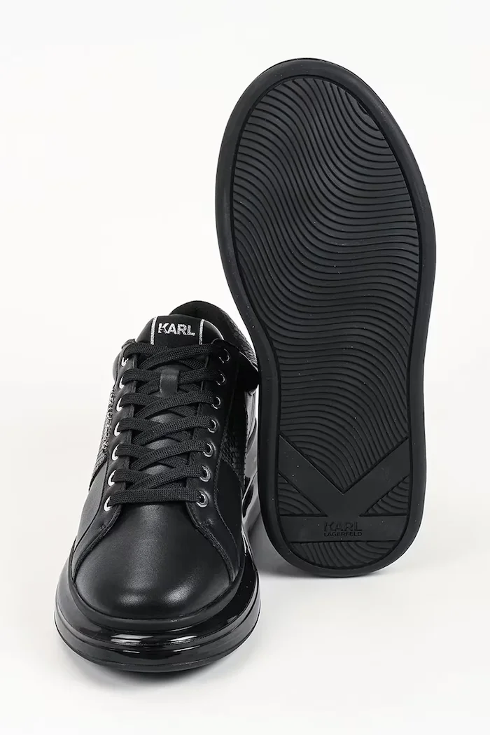 Karl Lagerfeld Kapri маратонки мъжки от кожа черни KL52684