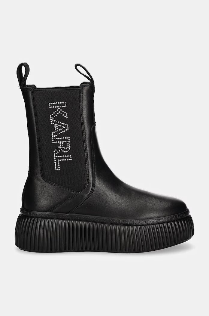 Karl Lagerfeld Кожени боти челси KREEPER в черно с платформа KL42343