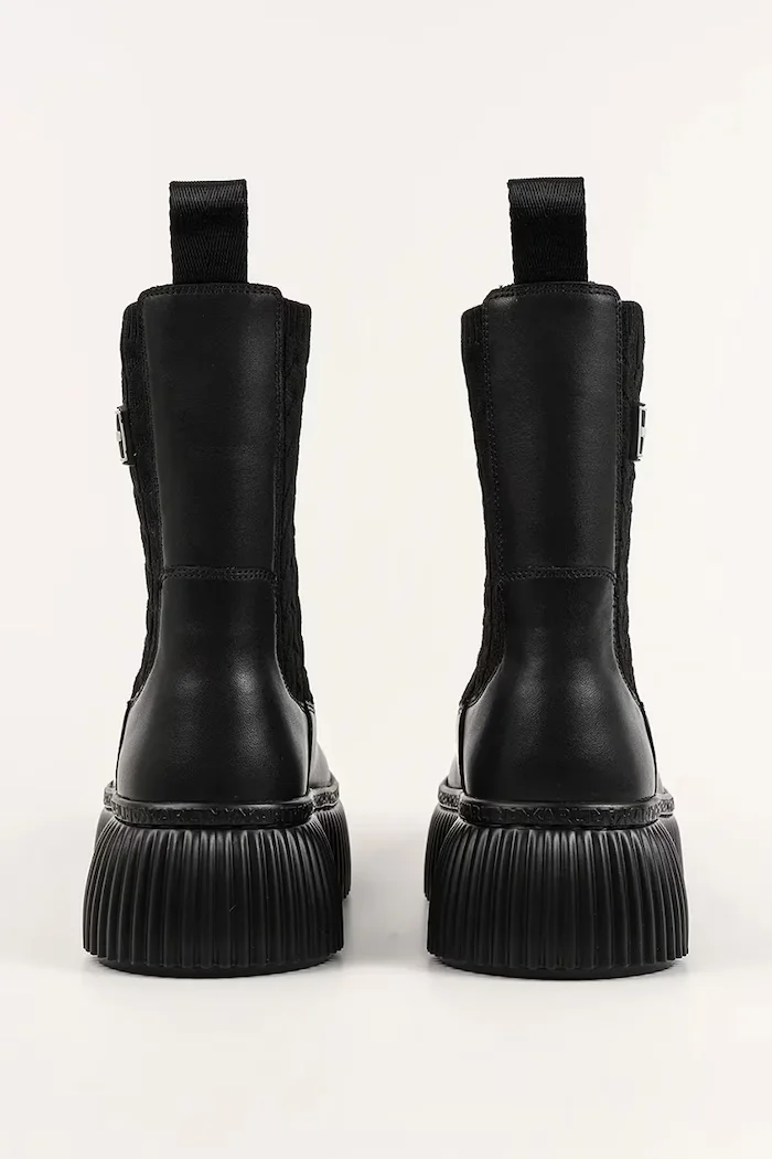 Karl Lagerfeld Кожени боти KREEPER LO в черно с платформа KL42365