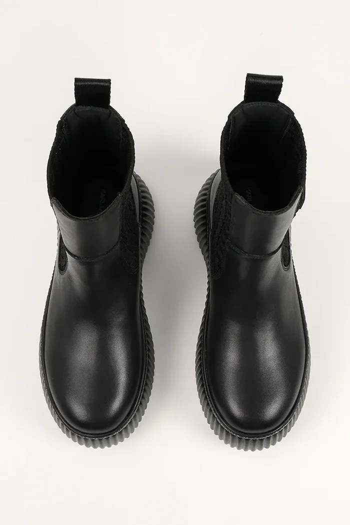 Karl Lagerfeld Кожени боти KREEPER LO в черно с платформа KL42365