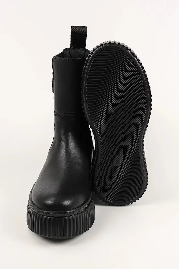 Karl Lagerfeld Кожени боти KREEPER LO в черно с платформа KL42365