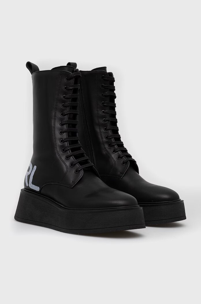 Karl Lagerfeld Кожени боти Zephyr в черно с платформа KL42475