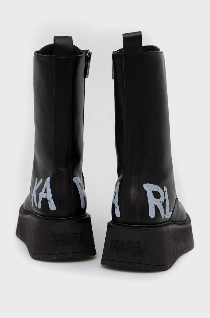 Karl Lagerfeld Кожени боти Zephyr в черно с платформа KL42475