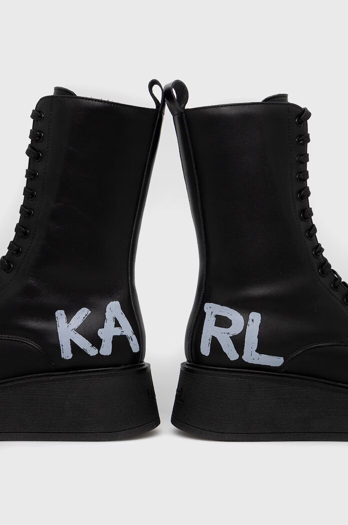 Karl Lagerfeld Кожени боти Zephyr в черно с платформа KL42475
