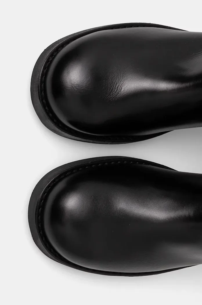 Karl Lagerfeld Кожени ботуши BROOKLYN в черно с дебел ток KL41790