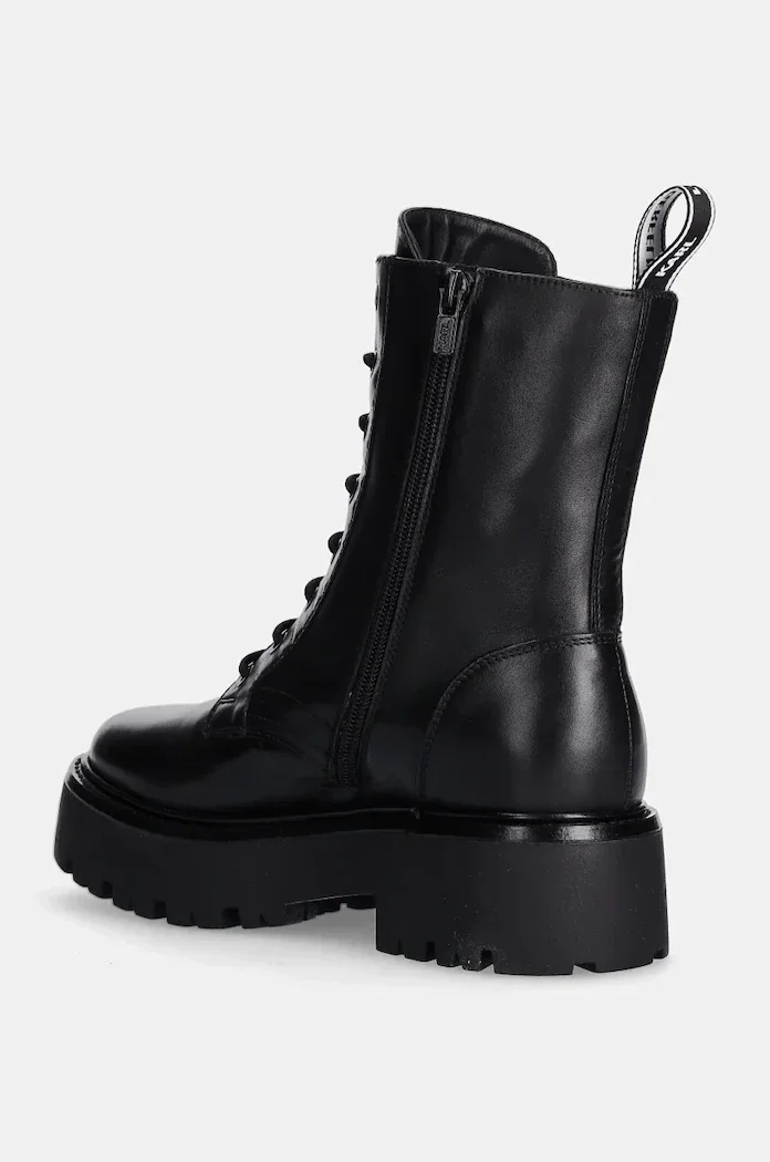 Karl Lagerfeld Кожени кубинки BURLY BIKER в черно с равна подметка KL43455