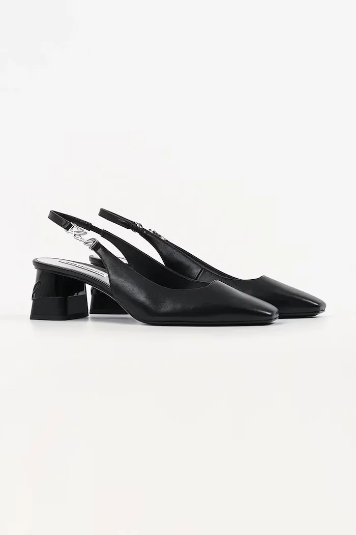 Karl Lagerfeld Кожени обувки с дебел ток Kayla в черно с дебел ток KL35406
